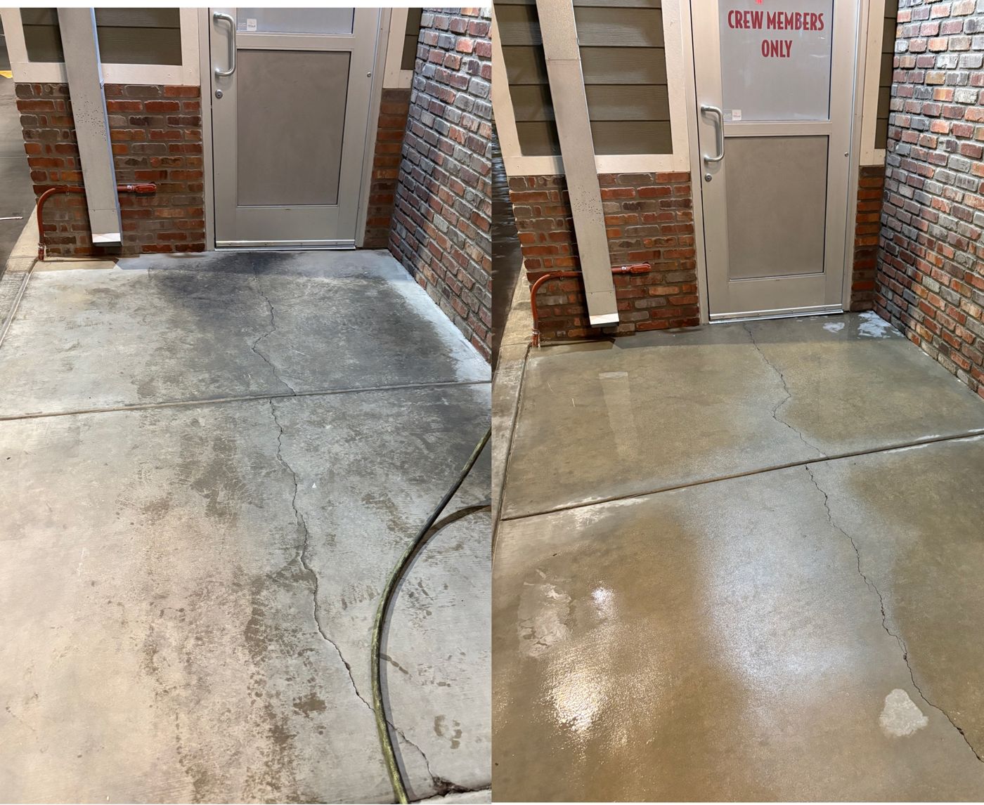 Commercial back entrance concrete before and after