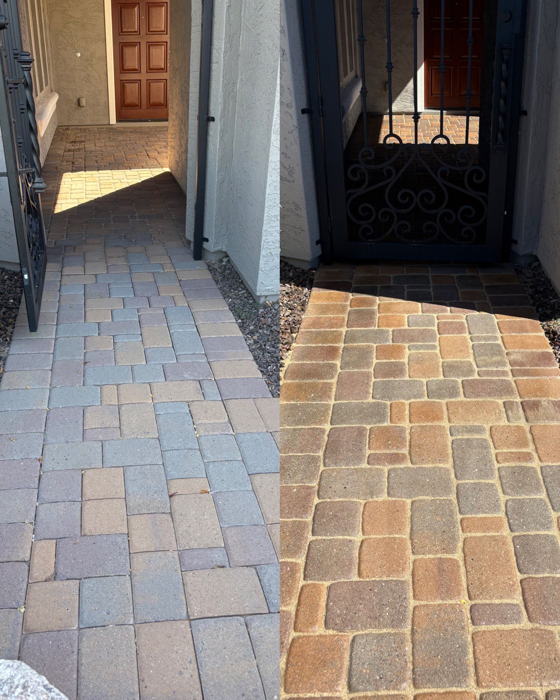 Gated paver entry before and after