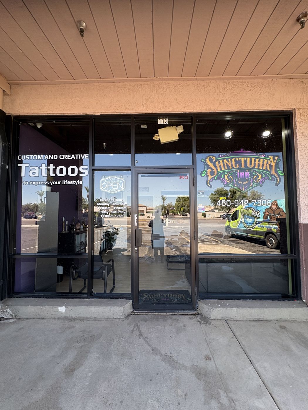Storefront window cleaning